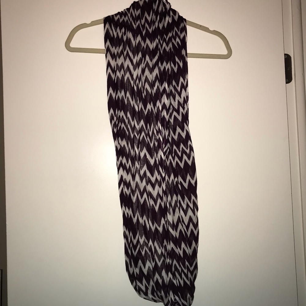 Purple and white chevron infinity scarf